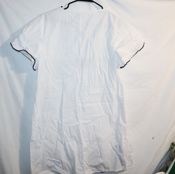 Crown and IVY White Blue Embroidered Collar Tunic Size Medium - Picture 7 of 10